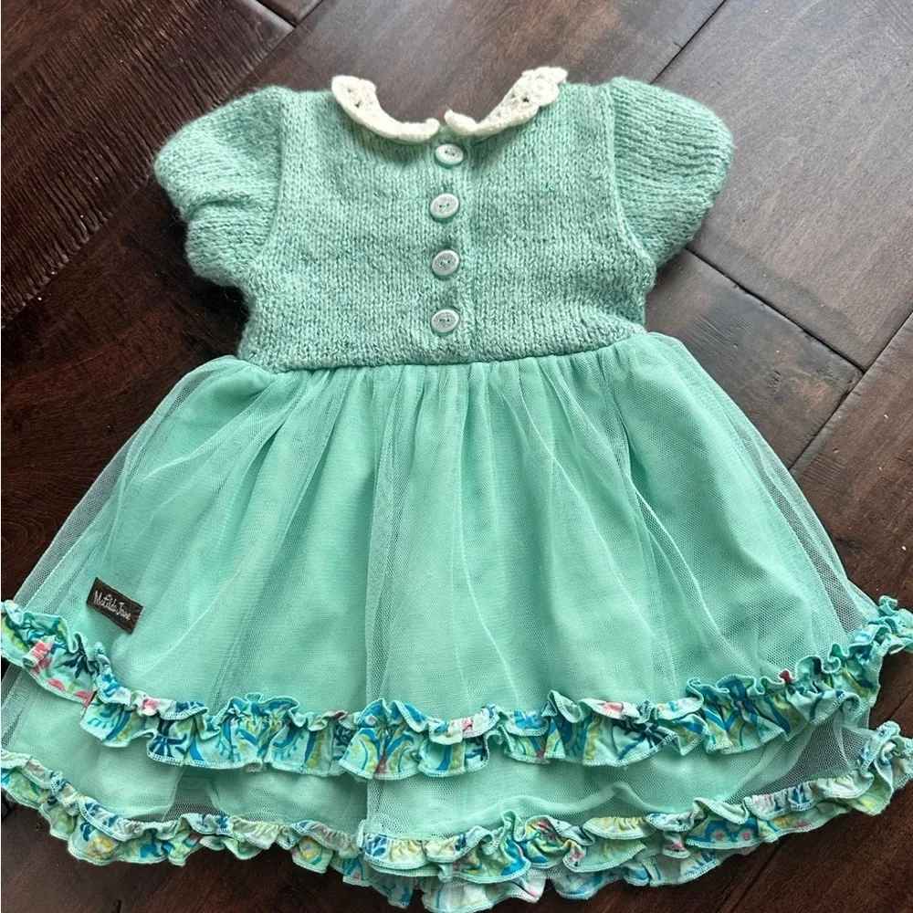Matilda Jane nan dress friends forever 2015 aqua knit sparkle dress‎ 6-12
